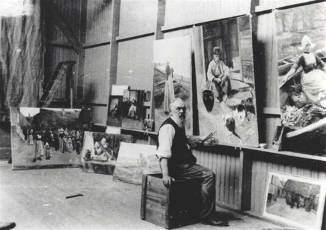 Fritz Thaulow_in_zijn atelier in Volendam