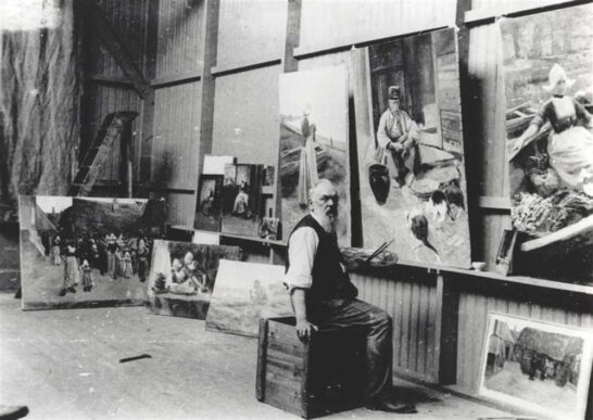 Fritz Thaulow_in_zijn atelier in Volendam